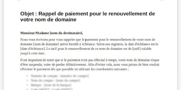 modele rappel paiement