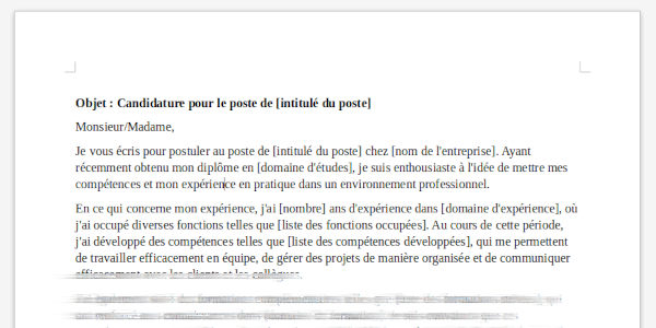 modele lettre demotivation standard