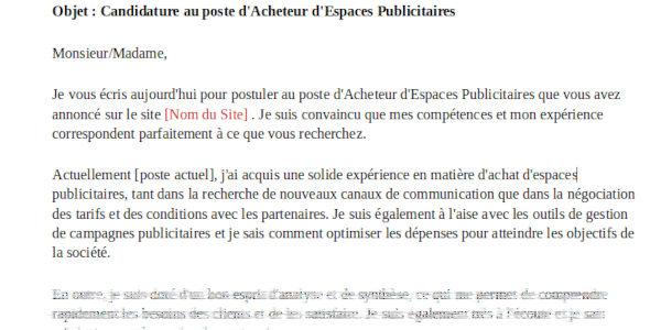 modele lettre demotivation standard