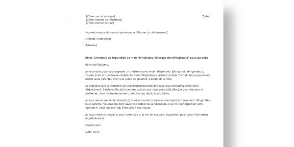 lettre refrigirateur