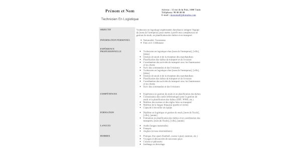 technicien en logistique