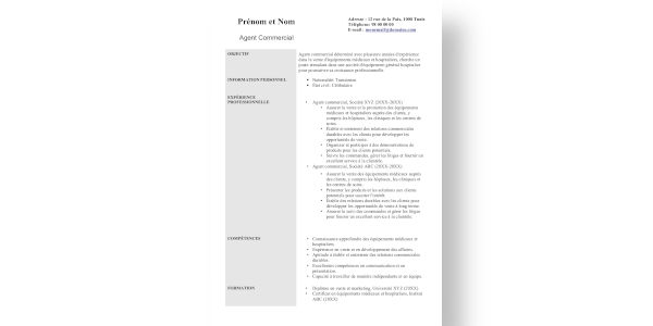 cv agent comercial